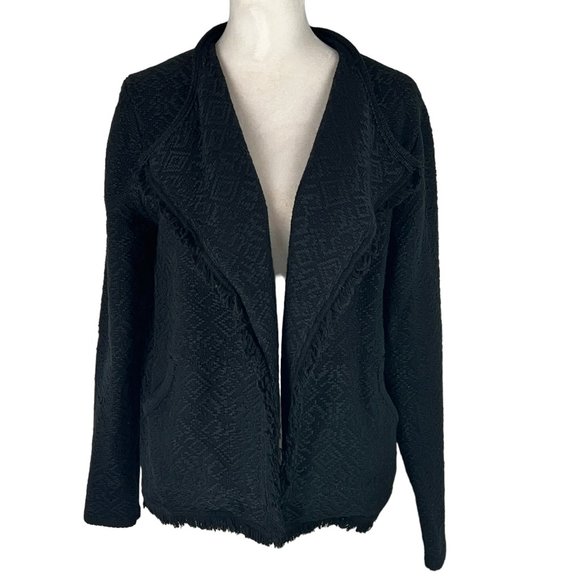 Perfect finishing layer! Faherty Black  Textured Fringe Blazer Jacket Si… - Picture 1 of 10